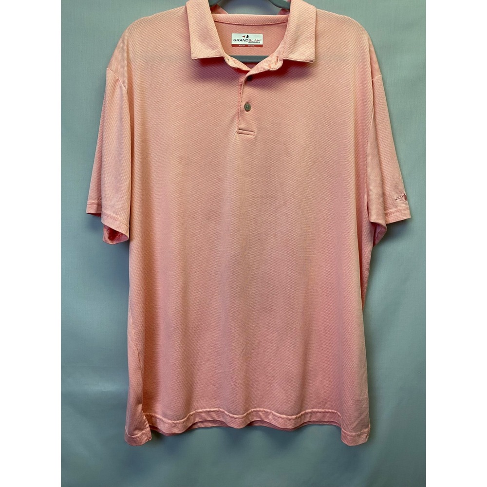 Grand Slam‎ Performance Golf Polo Shirt Pink Textured XL Athletic Casual